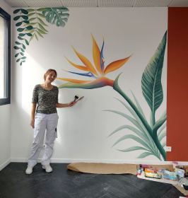 fresque murale végétale